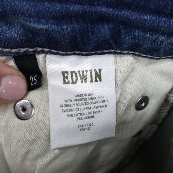 Edwin Lark Mid Rise Bootcut Denim Jean Flashback Blue Size 25 NWT EW2061ICS - Picture 6 of 6